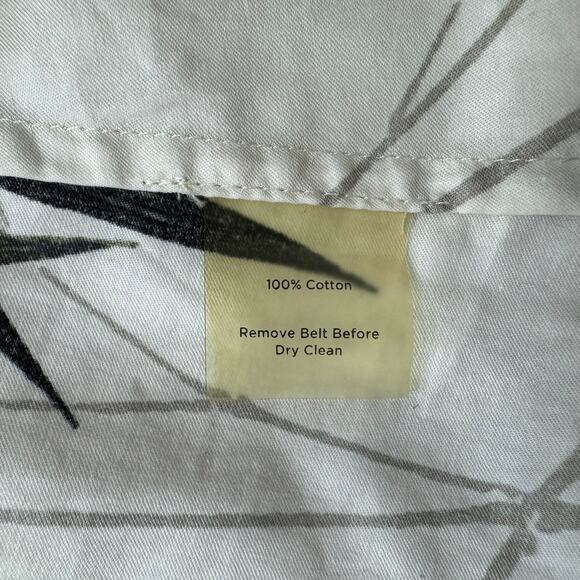 TALBOTS Bamboo Print Ivory White A-Line Dress Size 12 Petite Cotton Lightweight - Picture 7 of 9